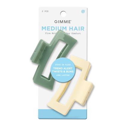 Rectangle Claw Clip Duo - Jade & Cream