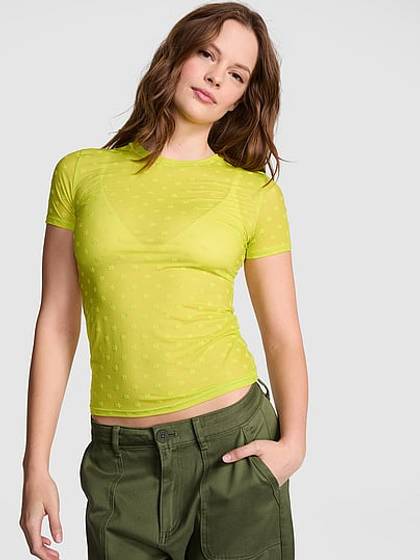 Base Daisy Sheer Short-Sleeve Tee