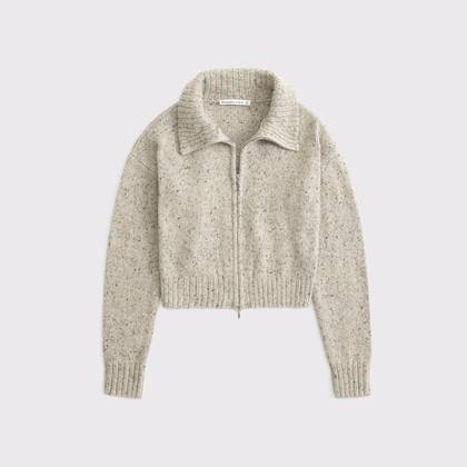 Double Zipper Collared Cardigan