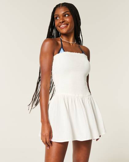 Smocked Gauze Cover Up Dress