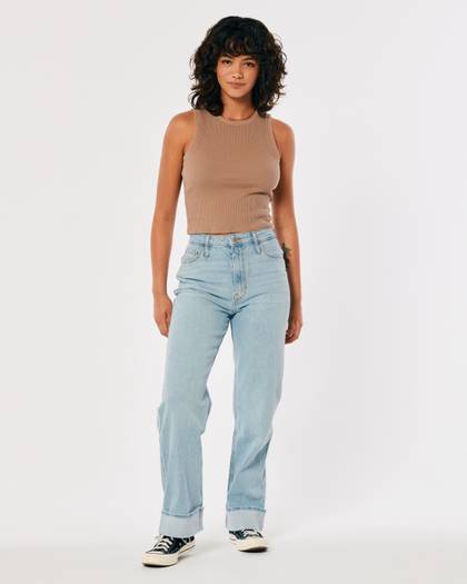 Ultra High-Rise Light Wash Dad Jeans
