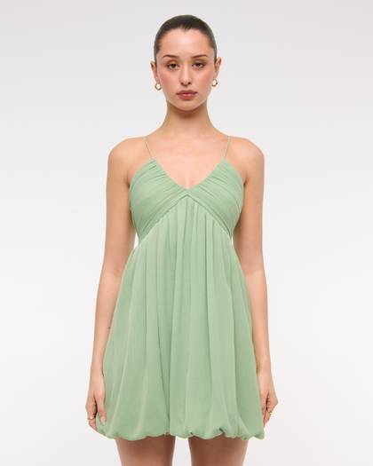 Sheer Bubble Hem Mini Dress