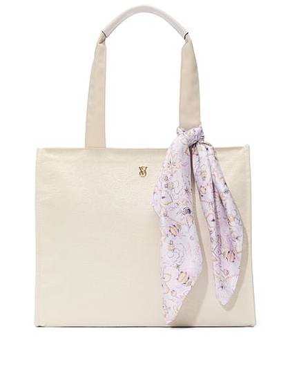 Floral-Embossed Tote Bag