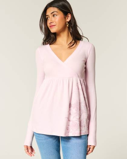 Easy Long-Sleeve Floral Babydoll Top