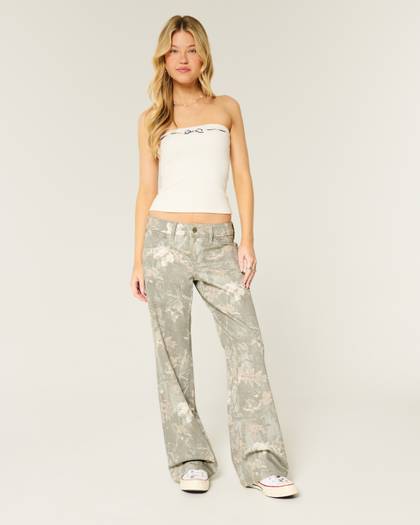 Low-Rise Camo Baggy Jeans