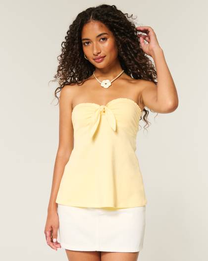 Easy Strapless Tie-Bust Babydoll Top