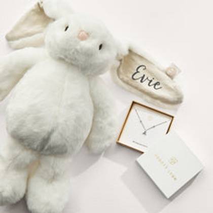 New Baby & Mum Gift Set - Mini Letter Sphere Chain Necklace (Silver)