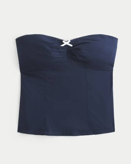 Strapless Picot Lace Trim Top