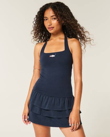 Beaded Graphic Halter Top