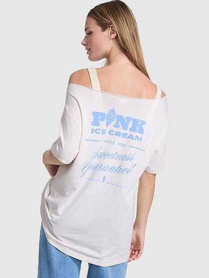 Campus Cotton Off-The-Shoulder Tee