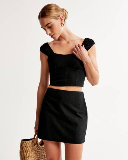 Linen-Blend Mini Skort