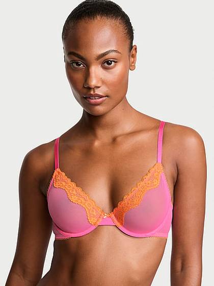 Tease Lace-Trim Unlined Demi Bra