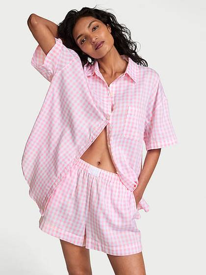 Modal-Cotton Gingham Short Pajama Set