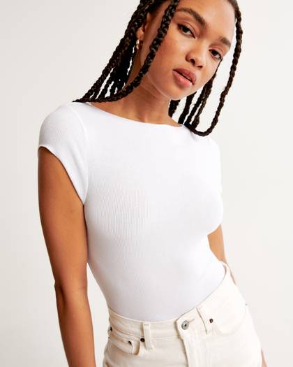 Short-Sleeve Featherweight Rib Slash Top