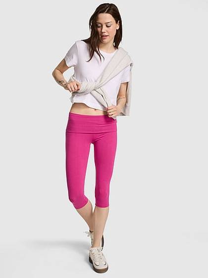 All-Day Cotton Foldover Capri Leggings