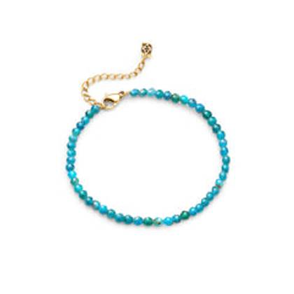 Blue Apatite Beaded Bracelet (Gold)