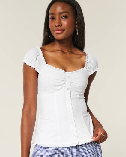 On/Off-the-Shoulder Poplin Blouse