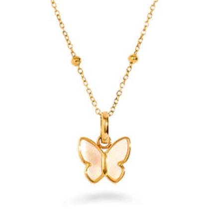 Pearl Butterfly Necklace (Gold)