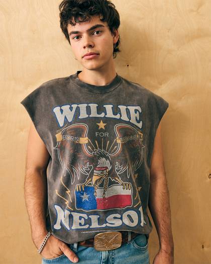Boxy Heavyweight Willie Nelson Graphic Tank