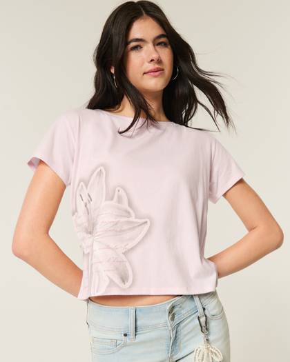 Easy Ribbon Tie-Back Floral Graphic Tee