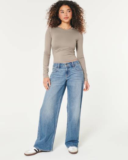 Low-Rise Medium Wash Baggy Jeans