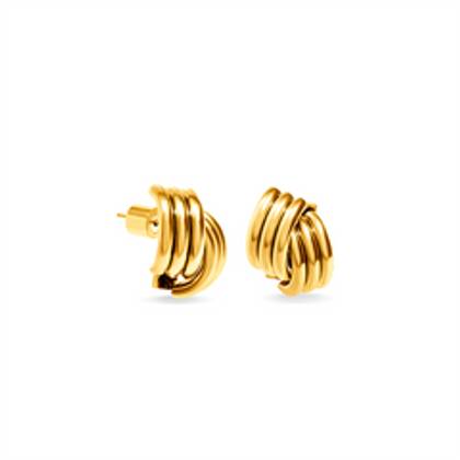 Triple Band Cross Studs (Gold)