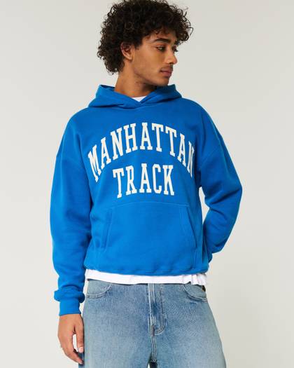 Boxy Manhattan Track Graphic Hoodie