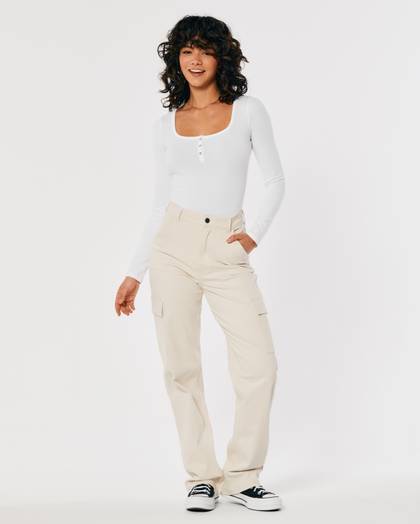 Square-Neck Henley Bodysuit