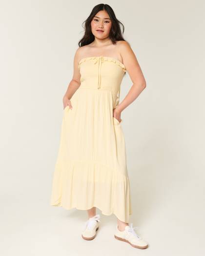 Strapless Smocked Maxi Dress