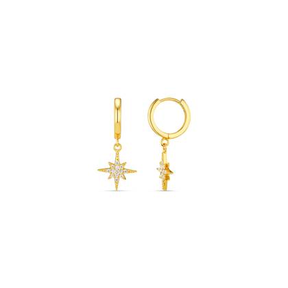 Starburst Huggie Hoop Earrings - Gold