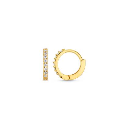 Pavé Huggie Hoop Earrings - Gold
