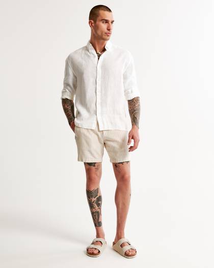 7 Inch Linen-Blend Plainfront Short