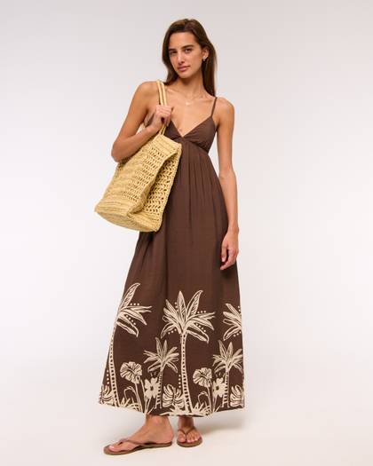 Bra-Free Clasp-Back Flowy Maxi Dress