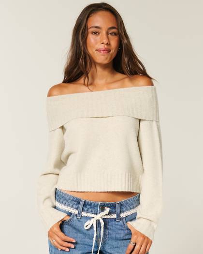 Hollister Comfy Cloud Foldover Off-the-Shoulder Sweater