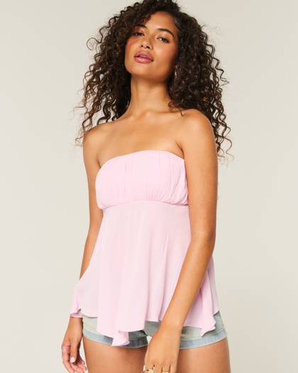Strapless Handkerchief Hem Top