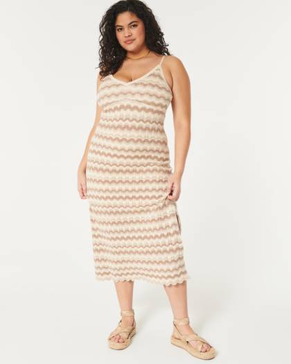 Crochet-Style Midi Dress