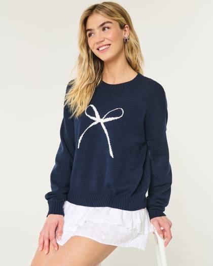 Bow Graphic Crew Sweater