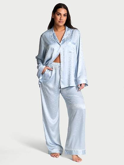 Butterfly Satin Long Pajama Set