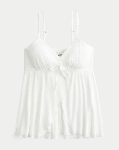 Crinkle Shine Flyaway Babydoll Top