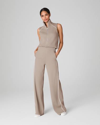 SPANX AirEssentials® Pique Sleeveless Mockneck Jumpsuit | Ashwood - Ashwood