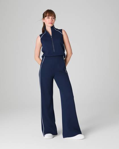 SPANX AirEssentials® Pique Sleeveless Mockneck Jumpsuit | Timeless Navy - Navy