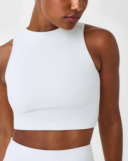 SPANXshape™ Get Moving Contour Rib Mock Neck Tank | Light Cloudy Grey - Cloudy Grey