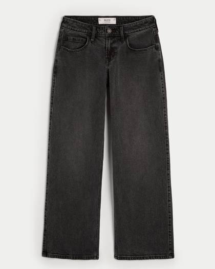 Low-Rise Washed Black Baggy Jeans