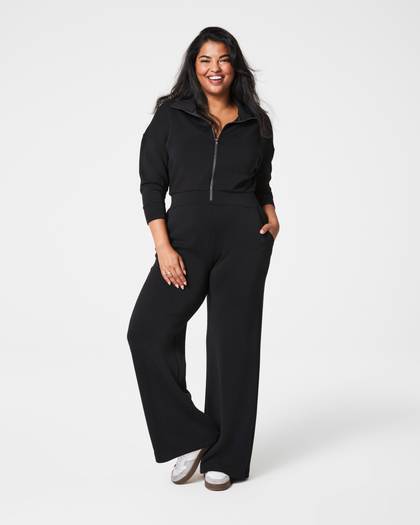 SPANX AirEssentials® Long Sleeve Wide Leg Jumpsuit | Very Black - Black
