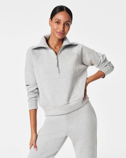 SPANX AirEssentials® Half Zip | Light Heather Grey - Light Heather Grey