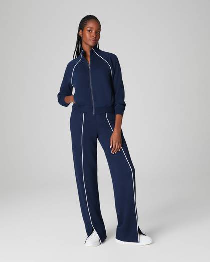 SPANX AirEssentials® Pique Straight Leg Pant | Timeless Navy - Navy