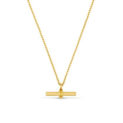 LUXE Fine Chain T-Bar Drop Necklace - Gold