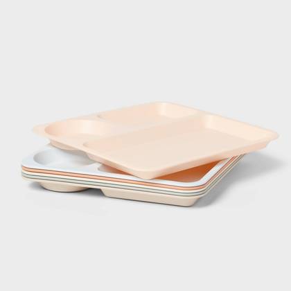 Kids' 6pc 9.5" Plastic Square Divided Plate - Pillowfort™: Microwave & Dishwasher-Safe, Ages 3+
