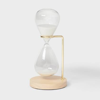 Decorative Hourglass with Rubber Wood Stand Natural Wood - Threshold™: Indoor Sand Timer Decorative Object