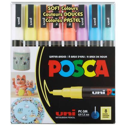 uniball POSCA 8pk PC-3M Water Based Paint Markers Fine Tip 0.9-1.3mm